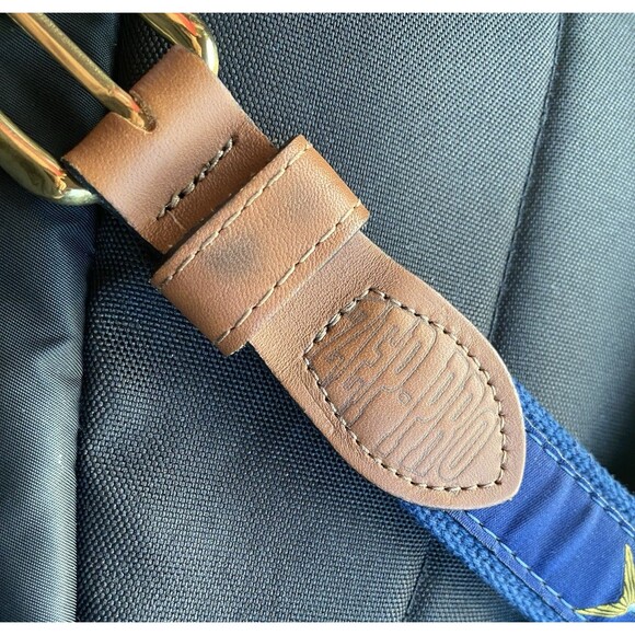 Zep-Pro Belt Mens 32 Boys Canvas Leather Brass Blue Game Fish Fishing USA Made - Picture 8 of 16